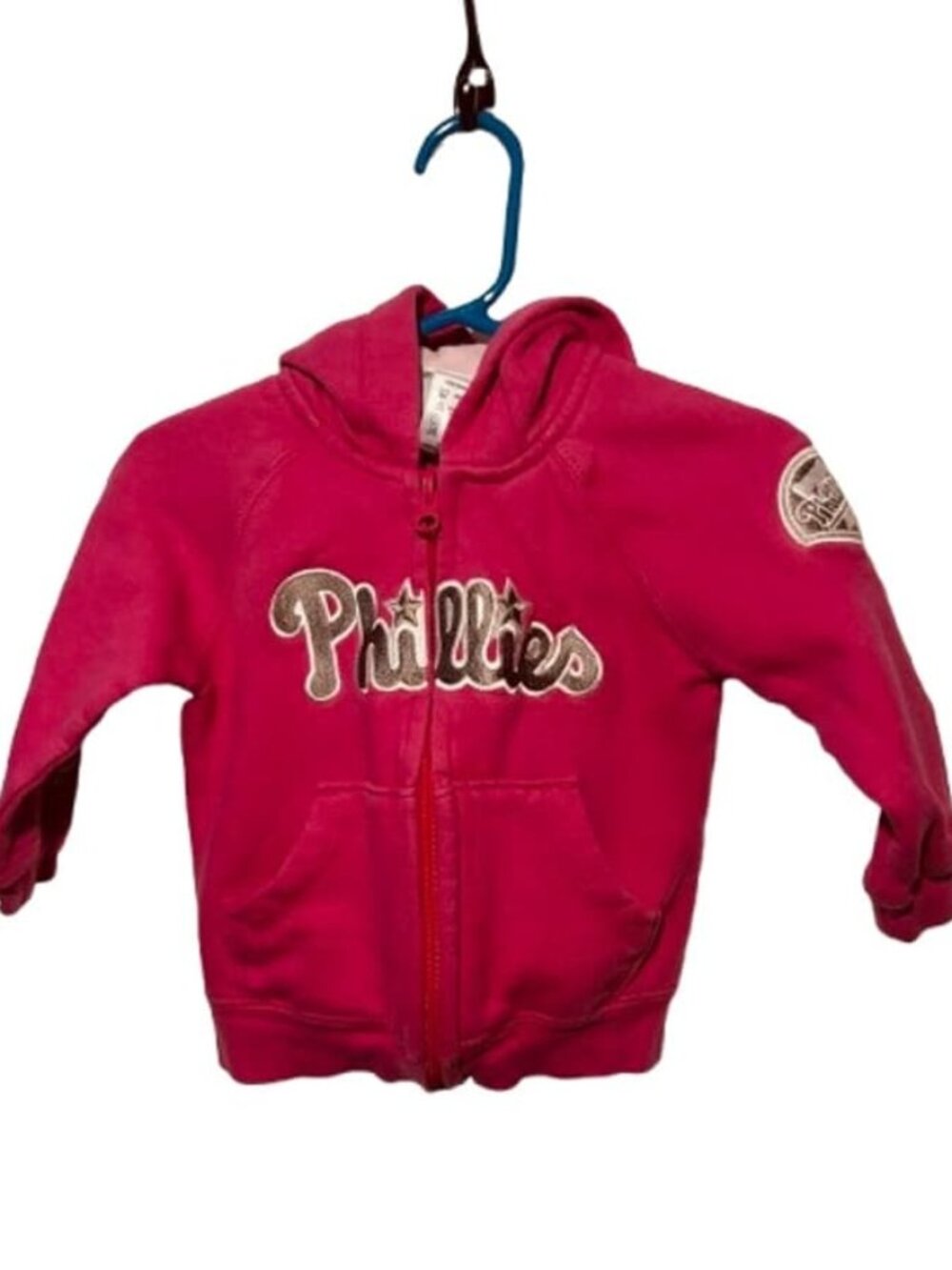 Toddlers pink Majestic Philadelphia Phillies pullover hoodie Size 18 months
